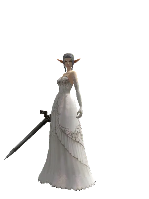 Sword of Sentinel on a female Elf, front view