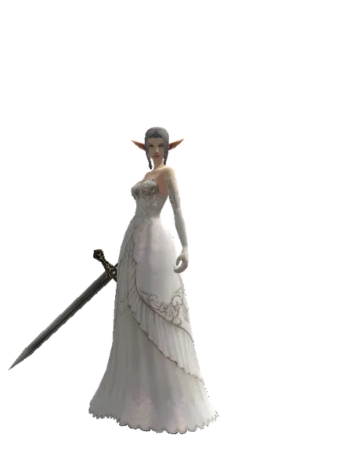 Sword of Solidarity on a female Elf, front view