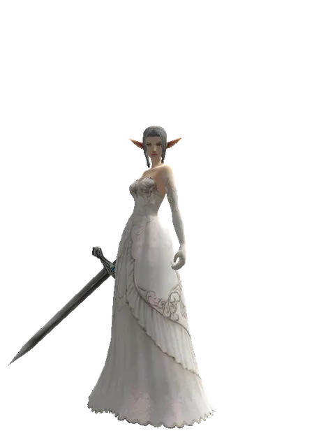 Sword of Watershadow on a female Elf, front view