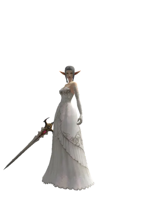 Vesper Mage Sword on a female Elf, front view