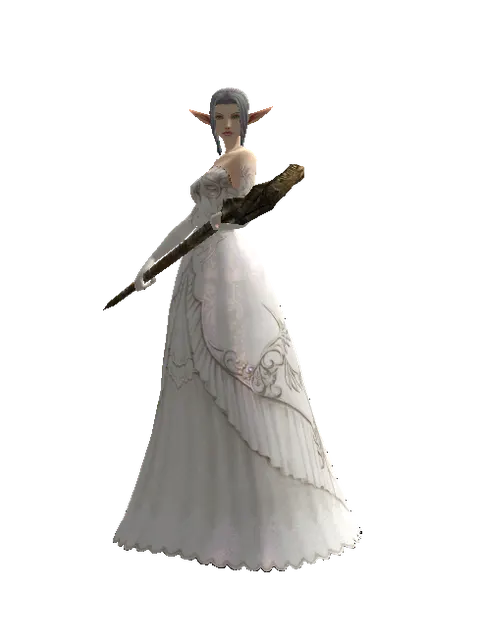 Bone Staff on a female Elf, front view