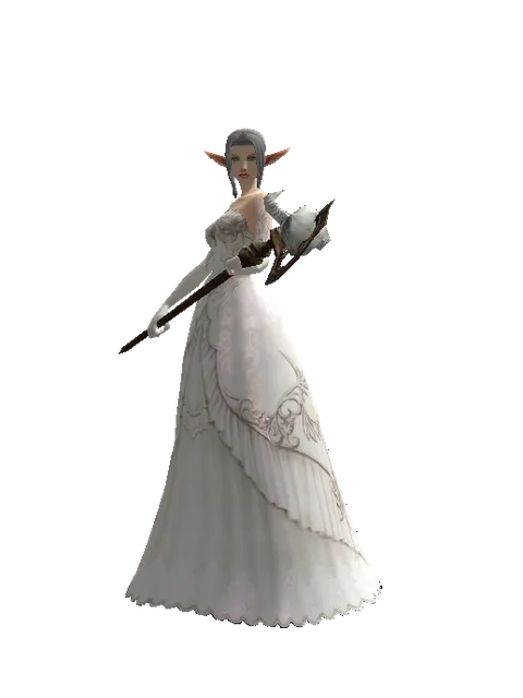 Cursed Staff on a female Elf, front view