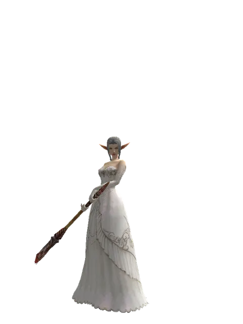 Dragon Hunter Axe on a female Elf, front view