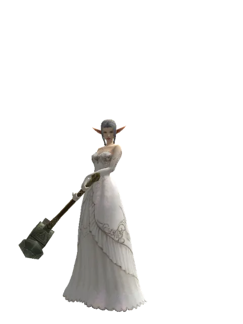 Dwarven Hammer on a female Elf, front view