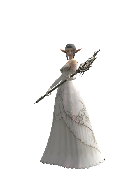 Dynasty Staff on a female Elf, front view