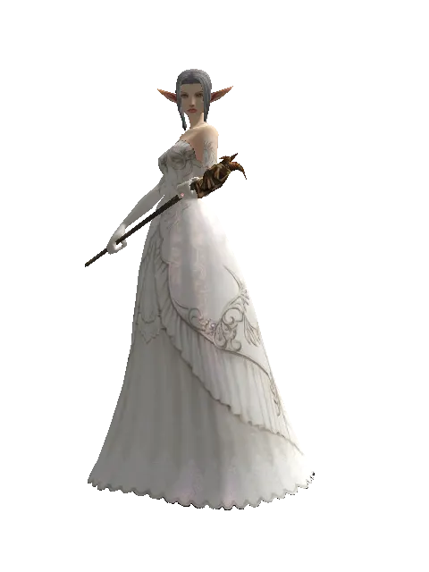 Goat Head Staff on a female Elf, front view