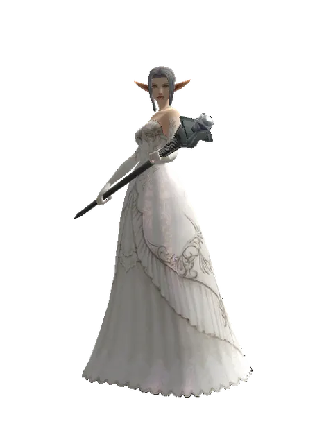 Paradia Staff on a female Elf, front view