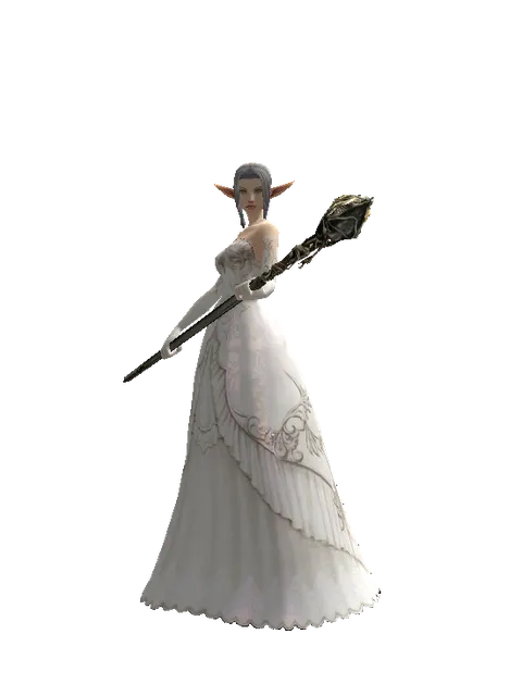 Staff of Evil Spirits on a female Elf, front view