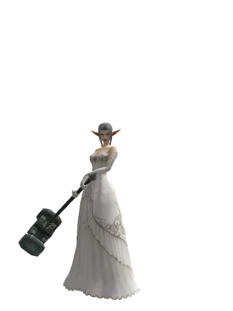 Titan Hammer on a female Elf, front view