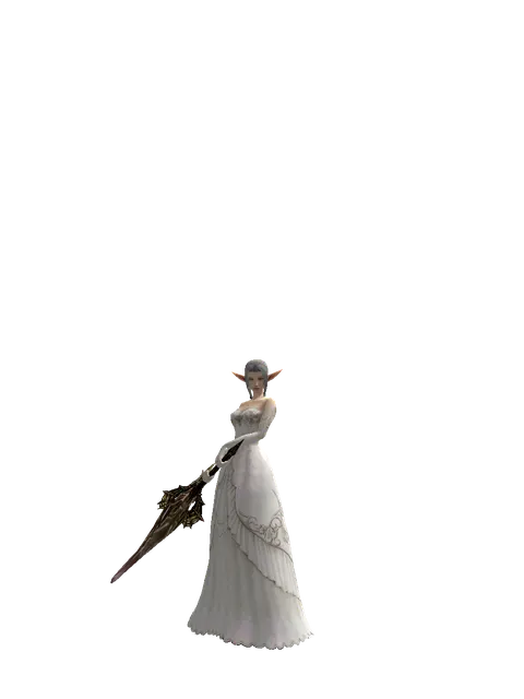 Demonic Sword Zariche on a female Elf, front view