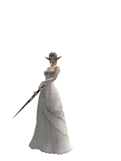 Zweihander on a female Elf, front view