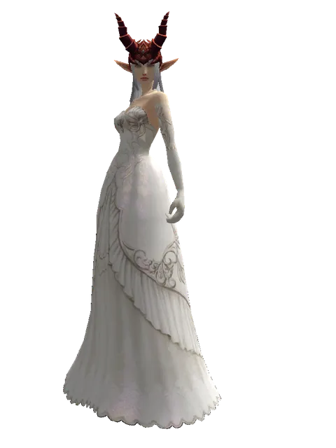 Devil's Horn on a female Elf, front view
