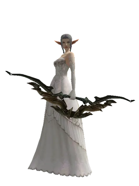 Akat Long Bow on a female Elf, front view