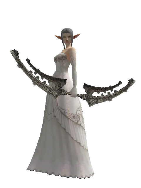 Bow of Peril on a female Elf, front view