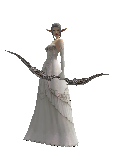 Long Bow on a female Elf, front view