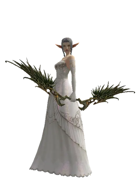 Noble Elven Bow on a female Elf, front view