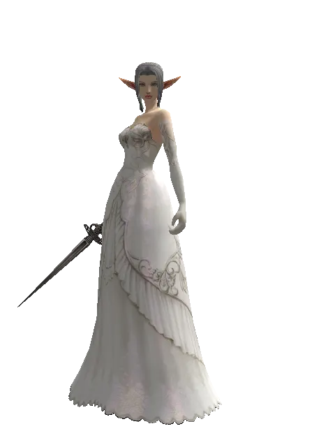 Assassin Knife on a female Elf, front view