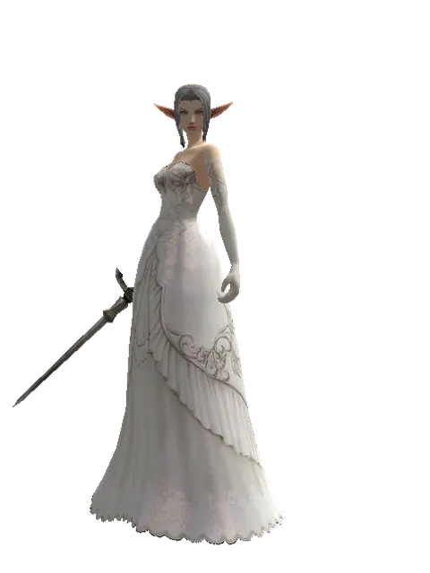 Wolverine Needle on a female Elf, front view