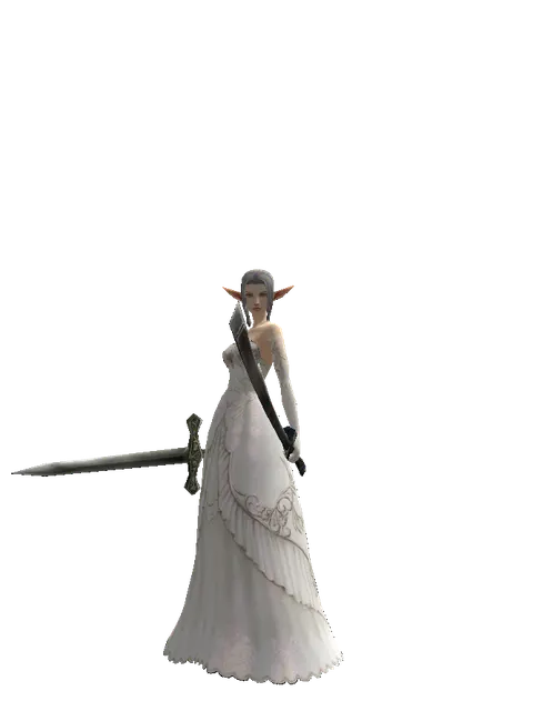 Artisan's Sword*Crimson Sword on a female Elf, front view