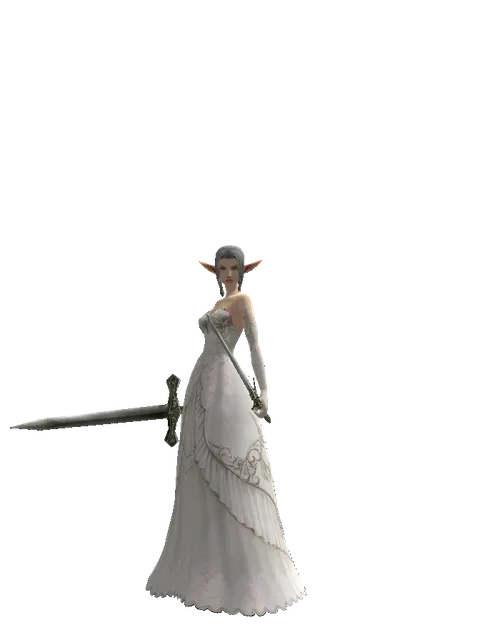 Artisan's Sword*Elven Sword on a female Elf, front view