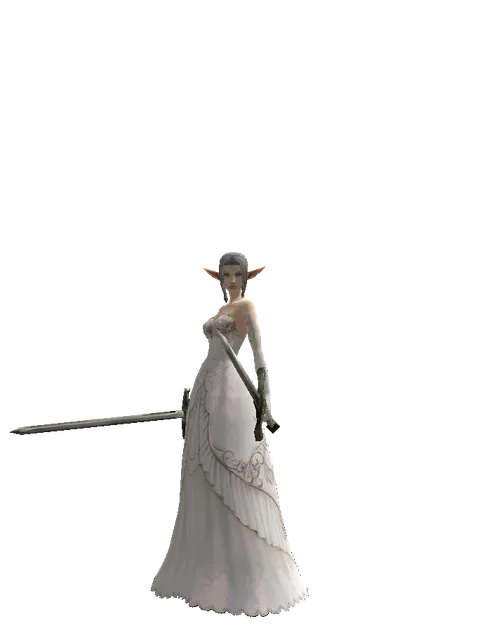 Bastard Sword*Artisan's Sword on a female Elf, front view
