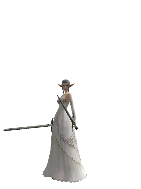 Bastard Sword*Elven Long Sword on a female Elf, front view