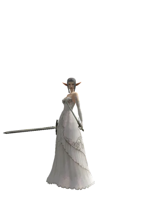 Bastard Sword*Elven Sword on a female Elf, front view