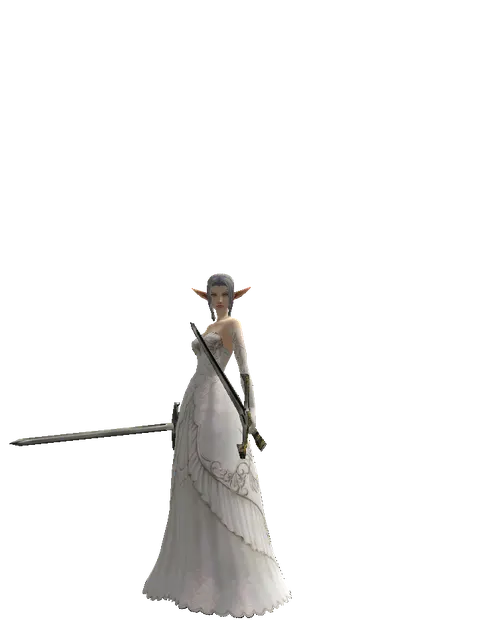 Bastard Sword*Knight's Sword on a female Elf, front view