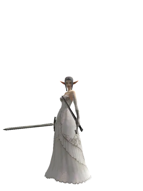 Bastard Sword*Sword of Revolution on a female Elf, front view