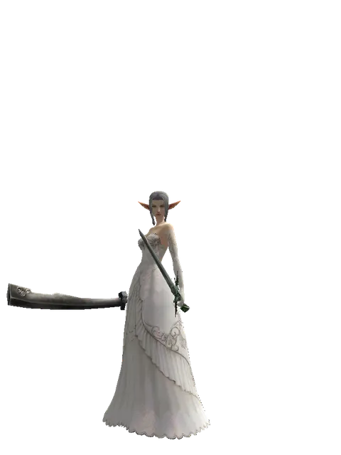 Crimson Sword*Elven Long Sword on a female Elf, front view