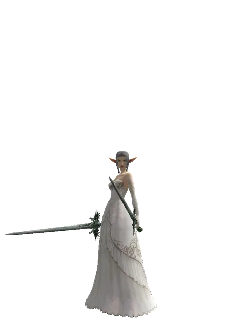 Elven Long Sword*Elven Long Sword on a female Elf, front view