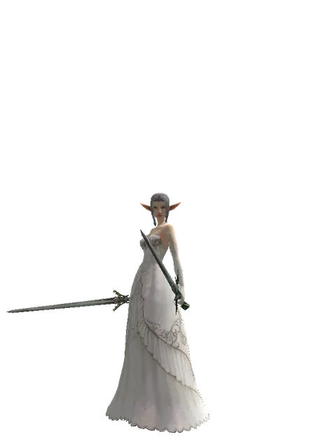 Elven Sword*Elven Long Sword on a female Elf, front view