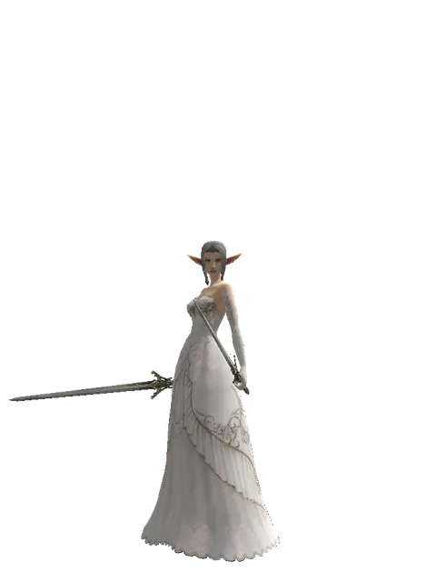 Elven Sword*Elven Sword on a female Elf, front view