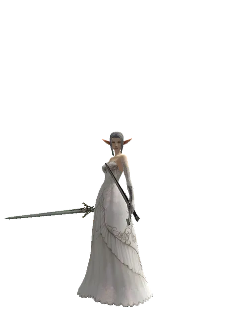 Elven Sword*Sword of Revolution on a female Elf, front view