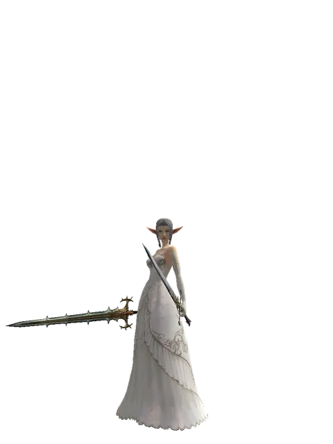 Icarus Dual Sword on a female Elf, front view