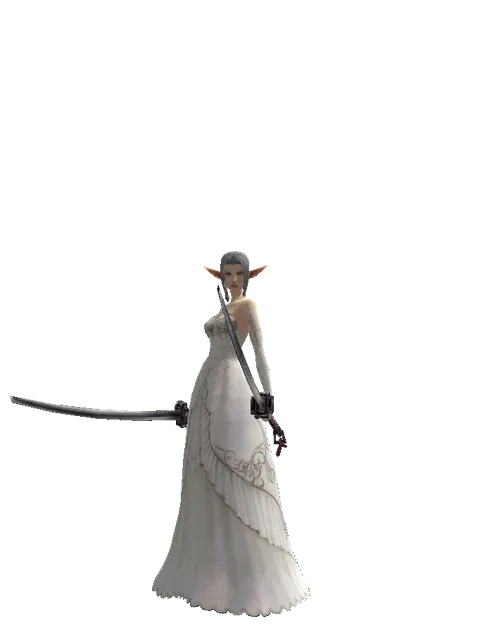 Katana*Katana on a female Elf, front view