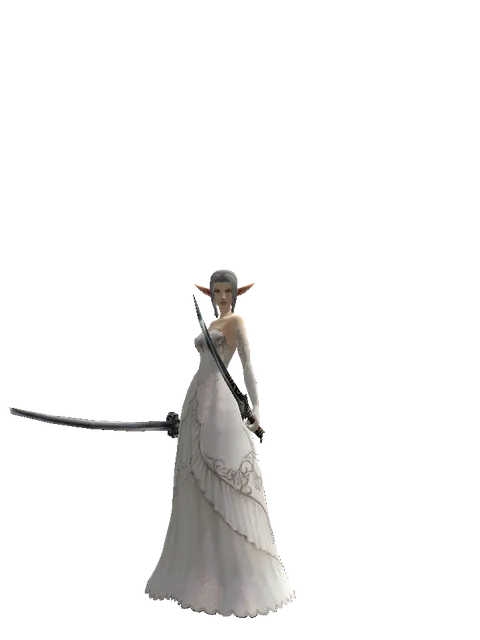 Katana*Samurai Long Sword on a female Elf, front view