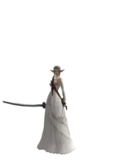 Katana*Sword of Nightmare on a female Elf, front view