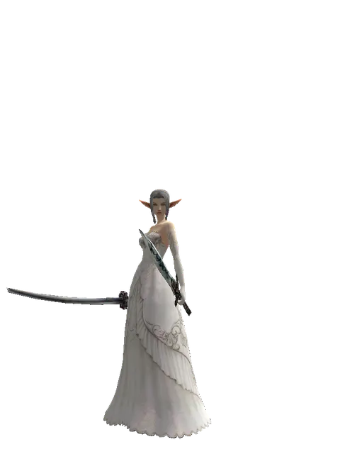 Katana*Tsurugi on a female Elf, front view