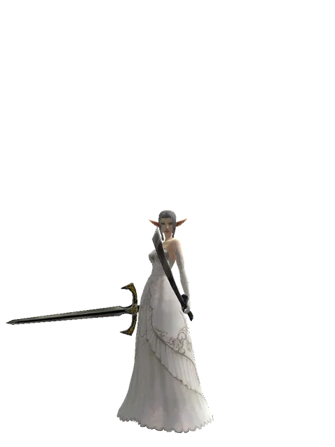 Knight's Sword*Crimson Sword on a female Elf, front view