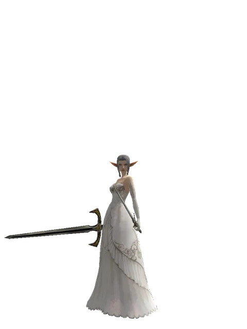 Knight's Sword*Elven Sword on a female Elf, front view
