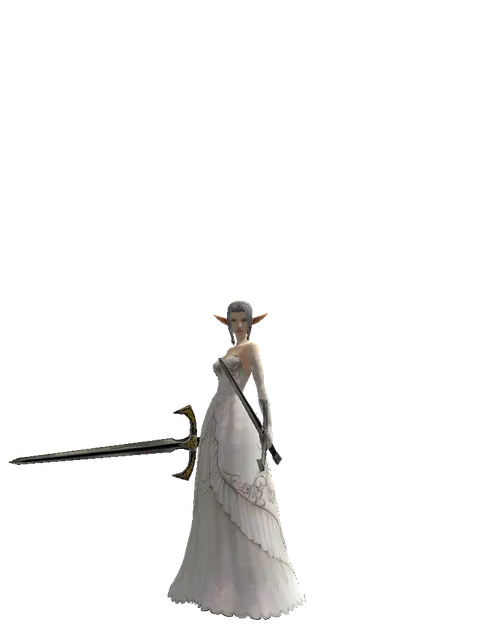 Knight's Sword*Sword of Revolution on a female Elf, front view