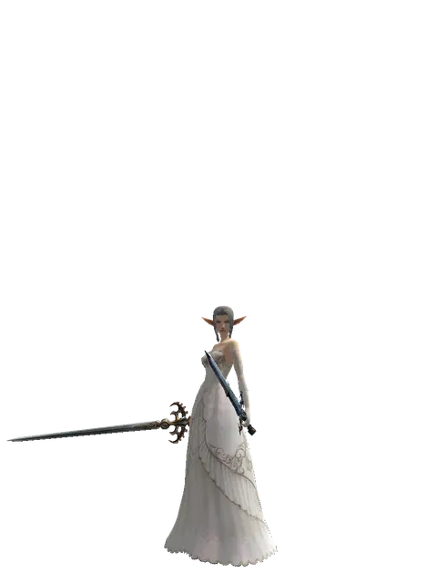 Raid Sword*Caliburs on a female Elf, front view