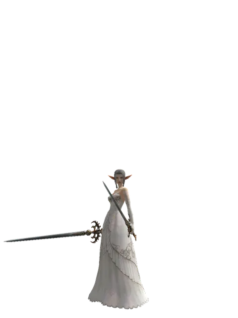 Raid Sword*Raid Sword on a female Elf, front view