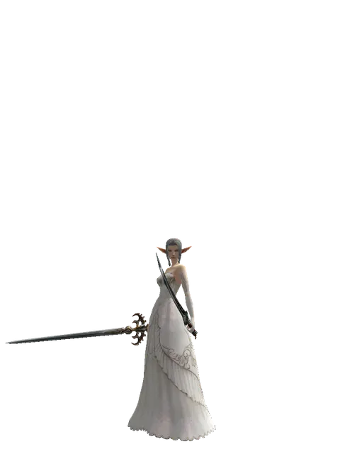 Raid Sword*Samurai Long Sword on a female Elf, front view