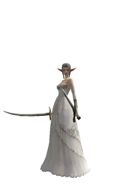 Saber*Artisan's Sword on a female Elf, front view