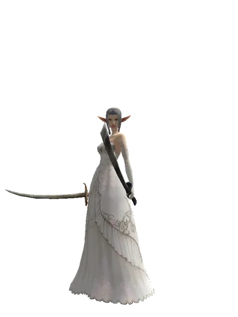 Saber*Crimson Sword on a female Elf, front view