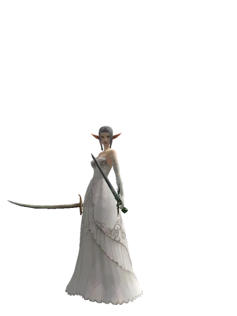 Saber*Elven Long Sword on a female Elf, front view