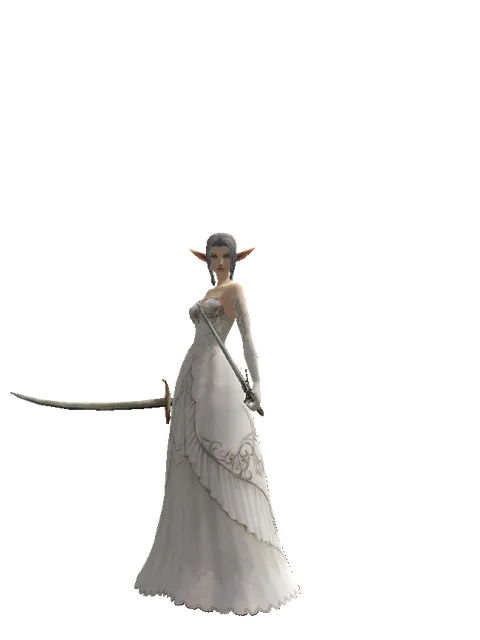 Saber*Elven Sword on a female Elf, front view