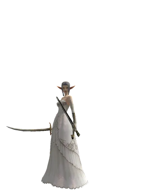 Saber*Knight's Sword on a female Elf, front view